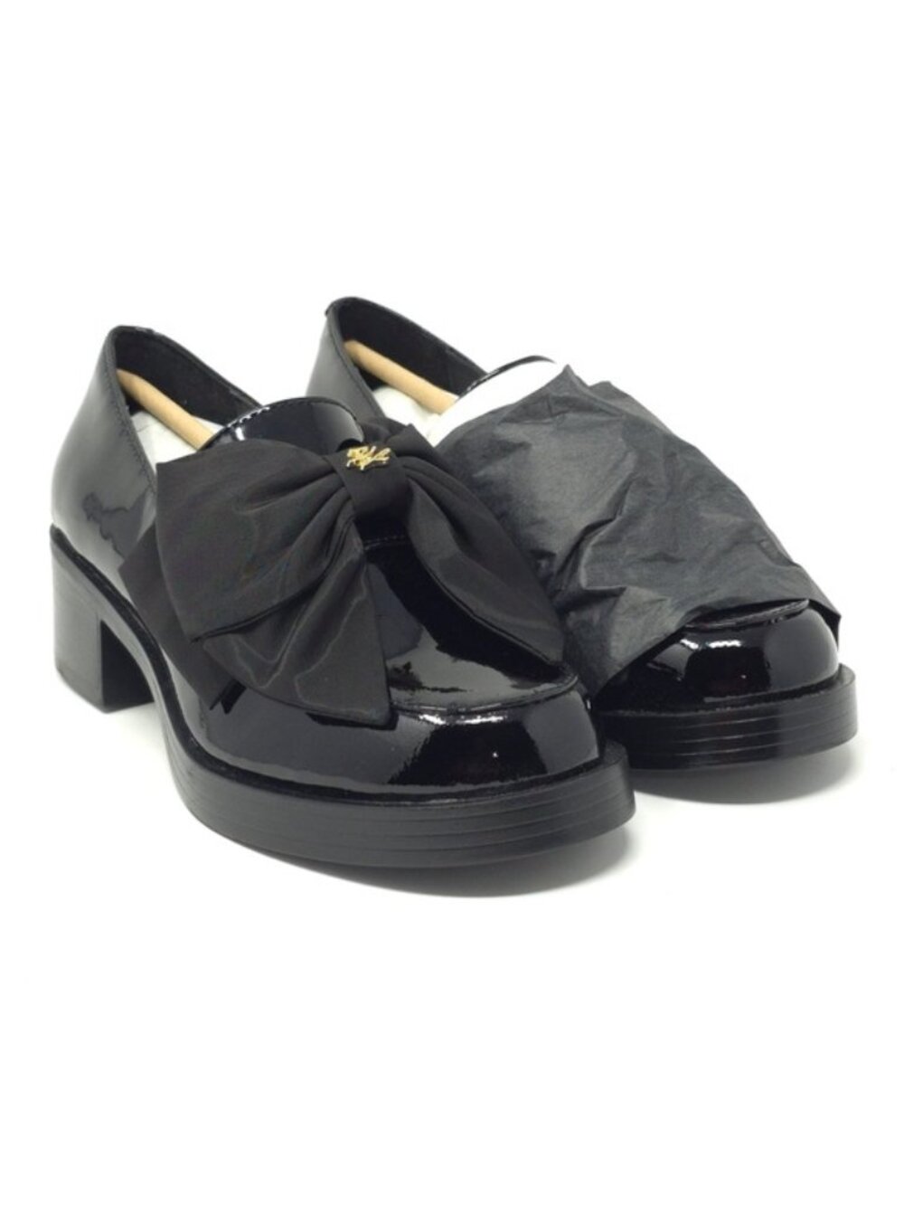 Karl Lagerfeld Camilia Bow Black Patent Loafers Size 5.5
